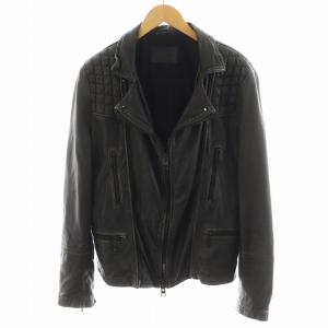 レザージャケット 革ジャン キルティング 羊革 ラムレザー 黒 ブラック /AN33