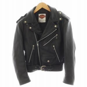 ライダースジャケット ダブル 牛革 レザー 34 黒 ブラック /AN50