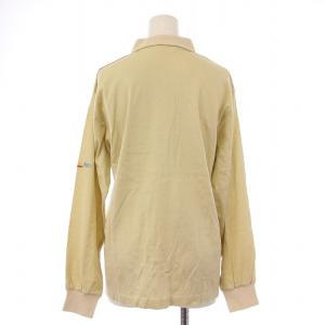 LEONARD SPORT ポロシャツ 長袖 レギュラーカラー ストレッチ ロゴ 刺繍 総柄 L ベージュ /BB