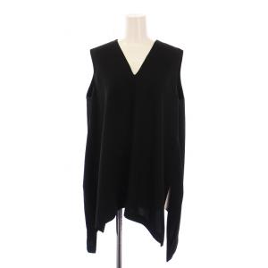 エステルクロス Vアシンメトリータンクトップ カットソー ノースリーブ 無地 38 黒 ブラック 300CA330-0490