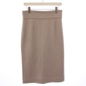 タイトスカート ミモレ ロング ストレッチ 無地 スリット ウール 40 グレージュ /BB