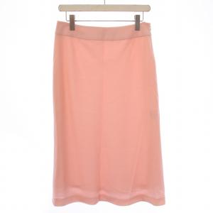 FASHION フレアスカート ミモレ ロング ロゴ 刺繍 ウール カシミヤ混 70-95 ピンク /BB