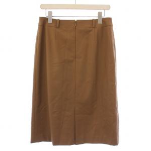 LEONARD FASHION タイトスカート ミモレ ロング スリット 無地 ウール 73-97 茶 ブラウン /BB