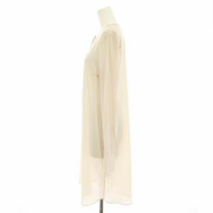 BRUNELLO CUCINELLI ロングシャツ ブラウス バンドカラー 長袖 チュニック丈 シアー 絹 シルク M ベージュ /YT