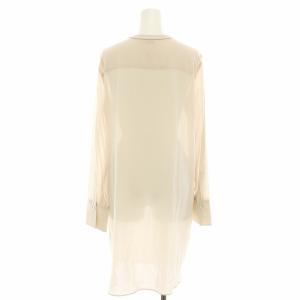 BRUNELLO CUCINELLI ロングシャツ ブラウス バンドカラー 長袖 チュニック丈 シアー 絹 シルク M ベージュ /YT
