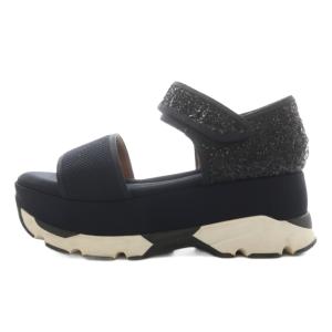 MARNI サンダル ストラップ 厚底 グリッター 37 黒 ブラック /AN17