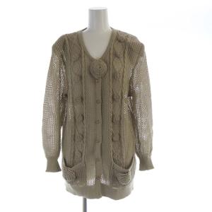 カーディガン ニット 花モチーフ 長袖 ベージュ /RO