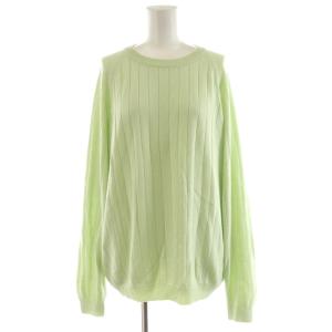ニット セーター リブ 長袖 カシミヤ混 シルク混 絹 S 黄緑 /AN44