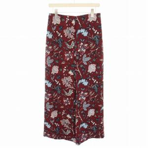 ワイドパンツ ジップフライ 花柄 絹 シルク混 6 ボルドー 10933DVF /YT