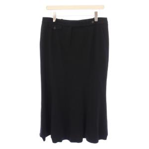 マーメイドスカート タイト ミモレ ロング ジップフライ ストレッチ 42 黒 ブラック /BB