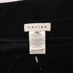 CELINE マーメイドスカート タイト ミモレ ロング ジップフライ ストレッチ 42 黒 ブラック /BB