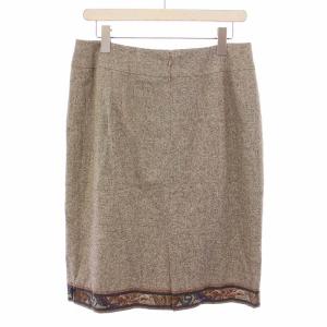 LEONARD FASHION タイトスカート ひざ丈 スリット シルク 76-99 茶 ブラウン /BB