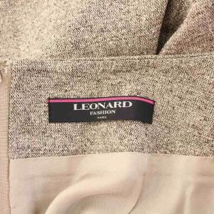 LEONARD FASHION タイトスカート ひざ丈 スリット シルク 76-99 茶 ブラウン /BB