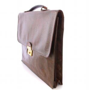 ETRO ビジネスバッグ ブリーフケース 書類カバン ハンドバッグ レザー ペイズリー柄 プッシュロック式 茶 ブラウン