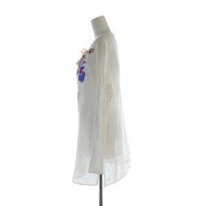 TORY BURCH シャツ ブラウス チュニック 花刺繍 長袖 白 ホワイト /RO