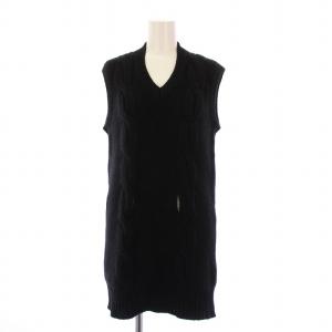 ニットベスト プルオーバー Vネック ストレッチ カシミヤ ウール混 L 黒 ブラック /BB