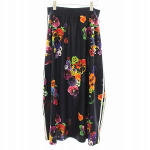 FLORAL BURST LONG SKIRT フレアスカート ロング マキシ 花柄 プリント L 紺