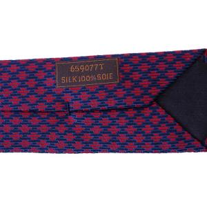 HERMES ネクタイ 総柄 シルク フランス製 紺 赤 659077T /BM OH
