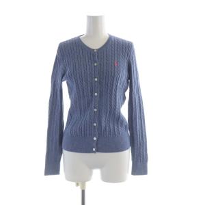カーディガン ニット ロゴ 刺繍 長袖 L 青 ブルー 0200011694 /RO