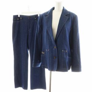 FASHION セットアップ テーラードジャケット シングル パンツ 絹 シルク 13AR 紺 ネイビー