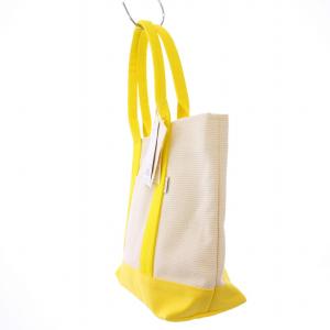 BEAMS サシッコ sasicco トートバッグ ハンドバッグ キャンバス 白 黄 /BM