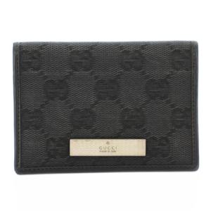 カードケース パスケース GGキャンバス レザー ロゴプレート 黒 ブラック 030 0415 1594