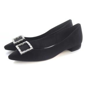 パンプス フラットシューズ ビジュー装飾 23 黒 ブラック 23534 /RO