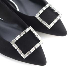 Le Talon パンプス フラットシューズ ビジュー装飾 23 黒 ブラック 23534 /RO