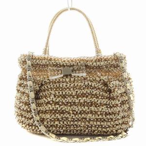 ワイヤーバッグ ハンドバッグ ショルダーバッグ 2way リボン チェーン ゴールド色 ベージュ PB11SB3044