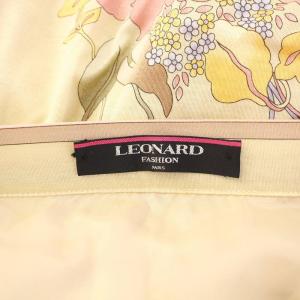LEONARD FASHION タイトスカート ひざ丈 ストレッチ 花柄 総柄 76 ベージュ マルチカラー /BB