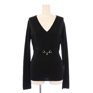 ポロシャツ 長袖 オープンカラー ハーフボタン ストレッチ ベルト 42 黒 ブラック /BB