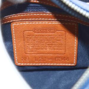 COACH ミニシグネチャー ショルダーバッグ キャンバス レザー ベージュ 紺 ネイビー 6344 /AN2