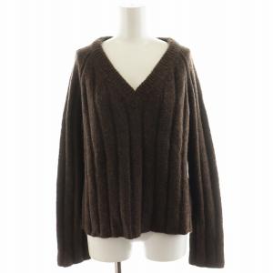 23AW BRUSHED RIB CATY ニット セーター 長袖 Vネック ウール 38 茶 ブラウン