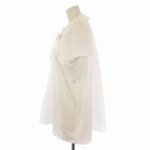 PLST タイプライターギャザーブラウス シャツ 半袖 S 白 ホワイト 123208050 /EE