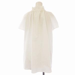 PLST タイプライターギャザーブラウス シャツ 半袖 S 白 ホワイト 123208050 /EE