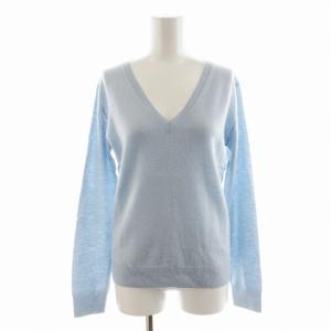ニット セーター カシミヤ Vネック 長袖 S 水色 ライトブルー 01-9301750-821-902