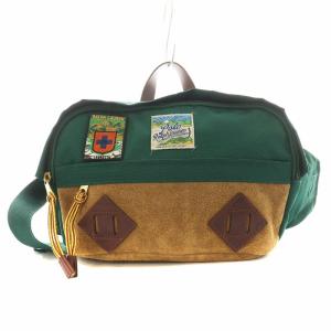 スエード トリム トレイル ウエストポーチ ウエストバッグ ワッペン ロゴ 緑 グリーン 茶 ブラウン