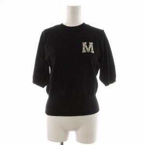 24SS ビジューロゴプルオーバー ニット セーター 半袖 38 黒 ブラック 34255580 /EE
