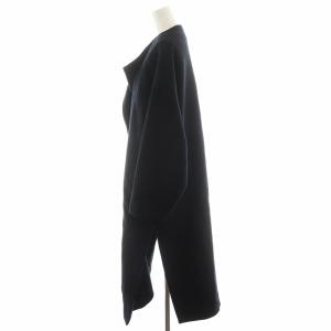Deuxieme Classe Beaverノーカラーオーバーコート ロング丈 ウール アウター 黒 ブラック 18020500502030
