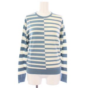 ニット セーター 長袖 ボーダー M ブルー ホワイト /KH