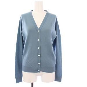 ニットカーディガン 長袖 ウール M ブルー /KH