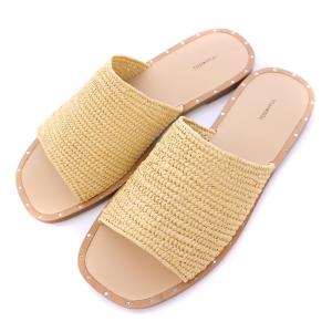 Blade Slide Sandals ブレードスライドサンダル フラット スクエアトゥ 編み込み 38