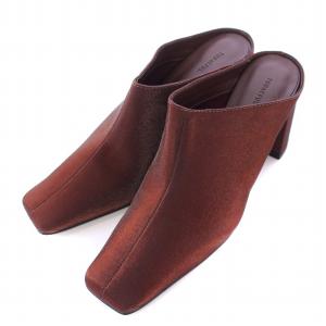 ミュール スクエアトゥ チャンキーヒール 38 ボルドー /BB