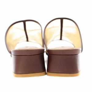 TODAYFUL シアーパイピングサンダル スクエアトゥ シースルー チャンキーヒール 38 茶 ブラウン 12011013