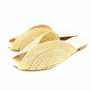 ラフィアスライドサンダル フラット 38 ベージュ12011049 /KU