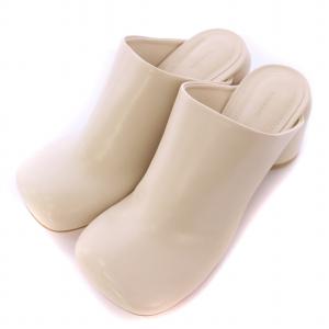 Chunky Heel Sabot チャンキーヒールサボ ミュール スクエアトゥ ブロックヒール フェイクレザー