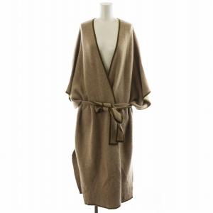 ダブルフェイスニットガウン ロング丈 アンゴラ混 アウター 38 ベージュ カーキ 12020509 /AN33