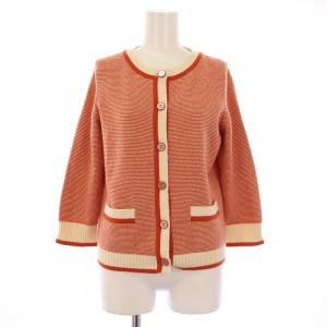 ニットカーディガン 七分袖 ココマークボタン カシミヤ 40 オレンジ