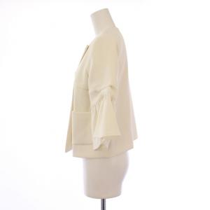 LANVIN en Bleu ノーカラージャケット アウター ショート丈 七分袖 フリル 38 白 ホワイト /BB