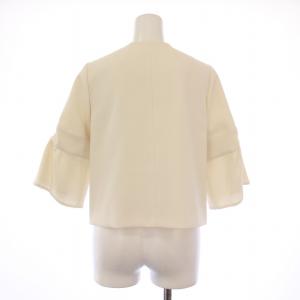 LANVIN en Bleu ノーカラージャケット アウター ショート丈 七分袖 フリル 38 白 ホワイト /BB